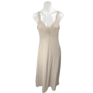 Jessica Simpson Beige Sleeveless Eyelet Knit V Neck Cami Tank Midi Dress Size L